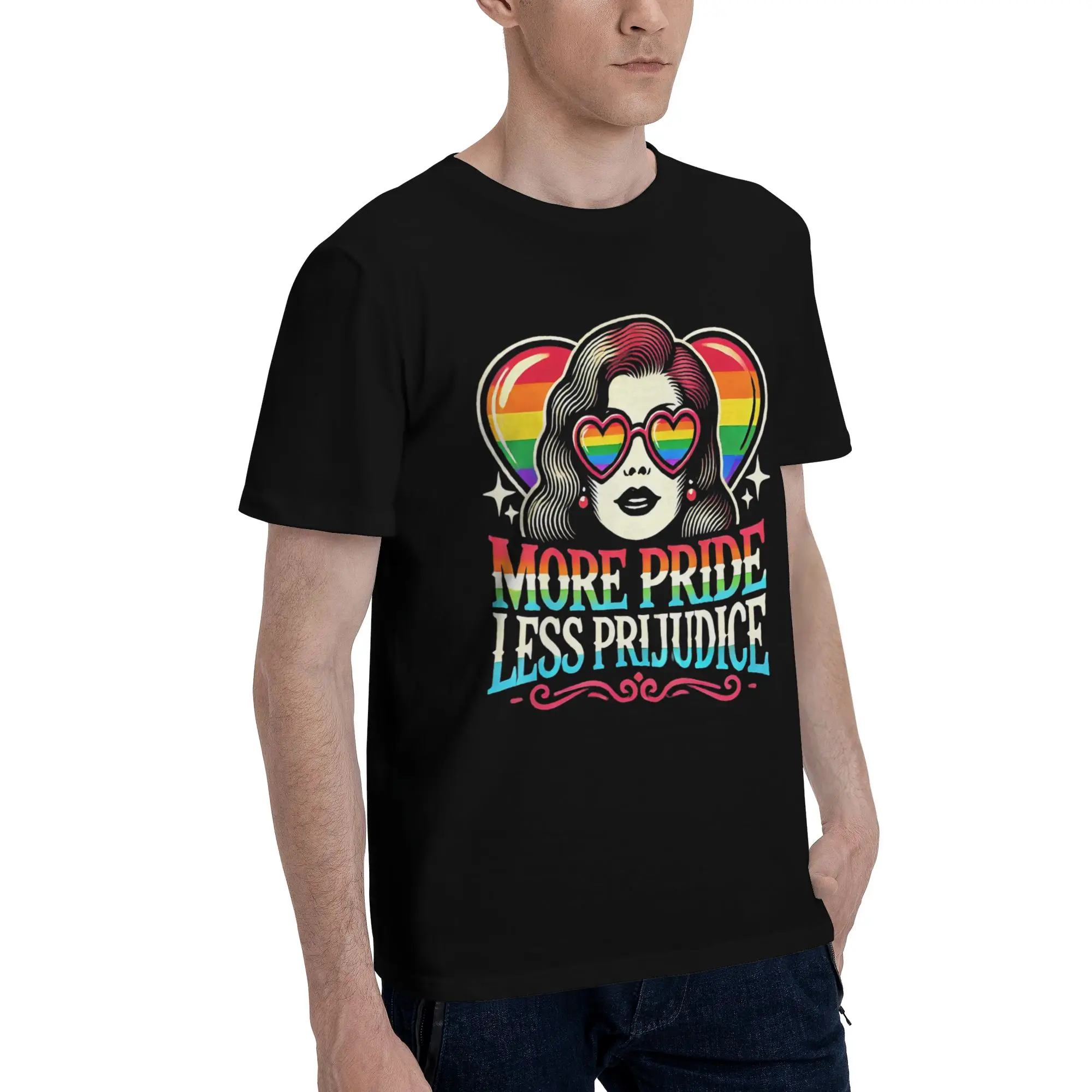 More Pride Less Prejudice  Graphic Print T Shirt for Men Women  Pure Cotton  Tee Shirt Clothes
