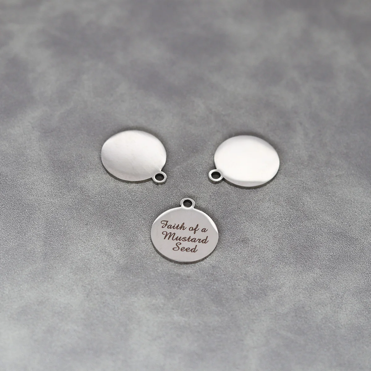 3 قطعة/الوحدة الإيمان من بذور الخردل الفولاذ المقاوم للصدأ الليزر محفورة كلمة سحر عالية البولندية مرآة سطح قلادة اليدوية الحرفية #3