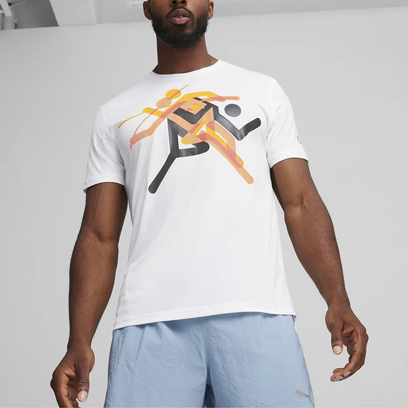 

Puma Authentic New Season Men's Running Fashion Training Breathable Loose Print Short Sleeve 525442-02