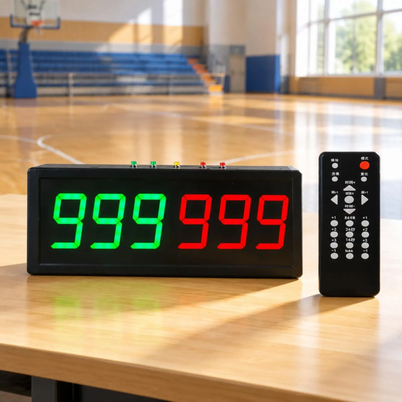 Electronic Basketball Scoreboard with Remote Control Dual Color LED Display for Gym Classroom Club Game Timer