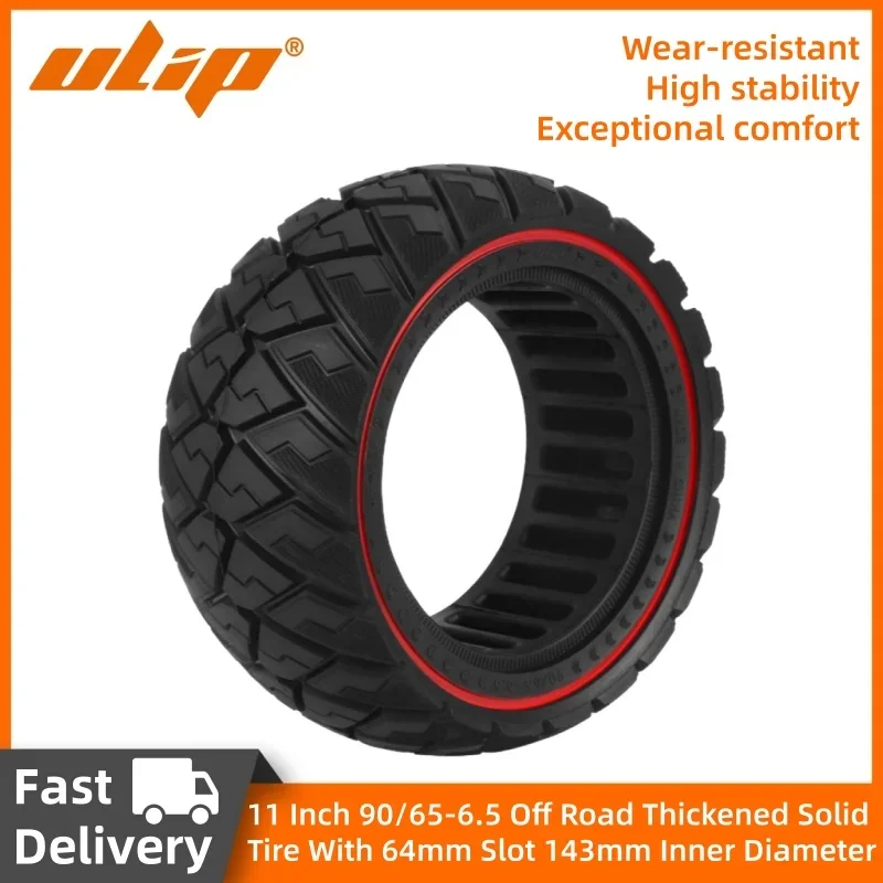 

Ulip 11 Inch Off-Road Solid Tire 90/65-6.5 with 64mm Slot 143mm Inner Diameter Thickened Wear-Resistant Electric Scooter Part