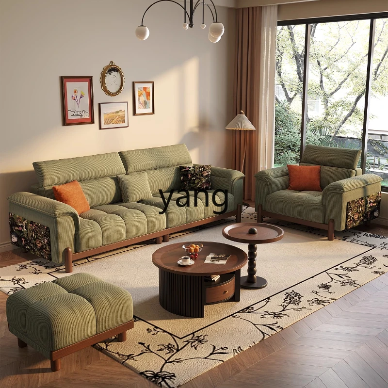 

YHM antique small apartment green retro fabric sofa