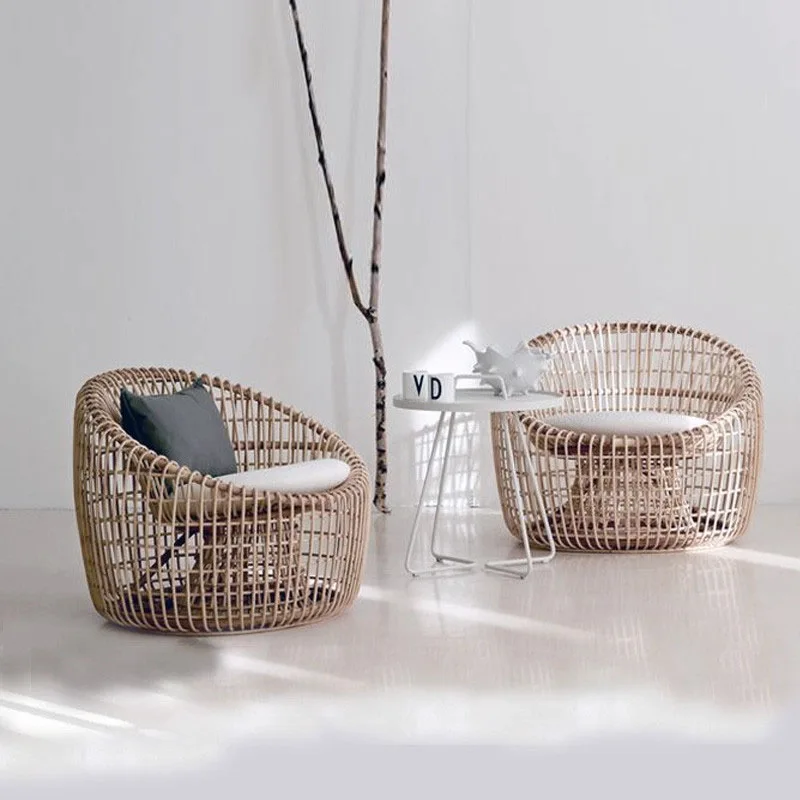 Outdoor Bird's Nest Sofa True Rattan Art Small Chair Natural Rattan Balcony Indoor Villa Furniture