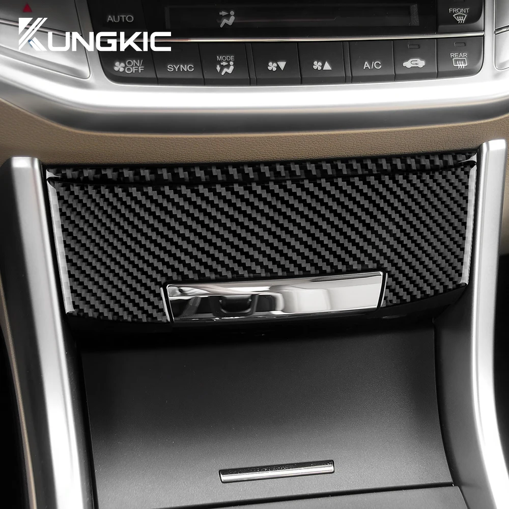 Real Soft Carbon Fiber Sticker For Honda Accord 2013 2014 2015 2016 2017 LHD Car Storage Box Panel Interior Trim Accessories