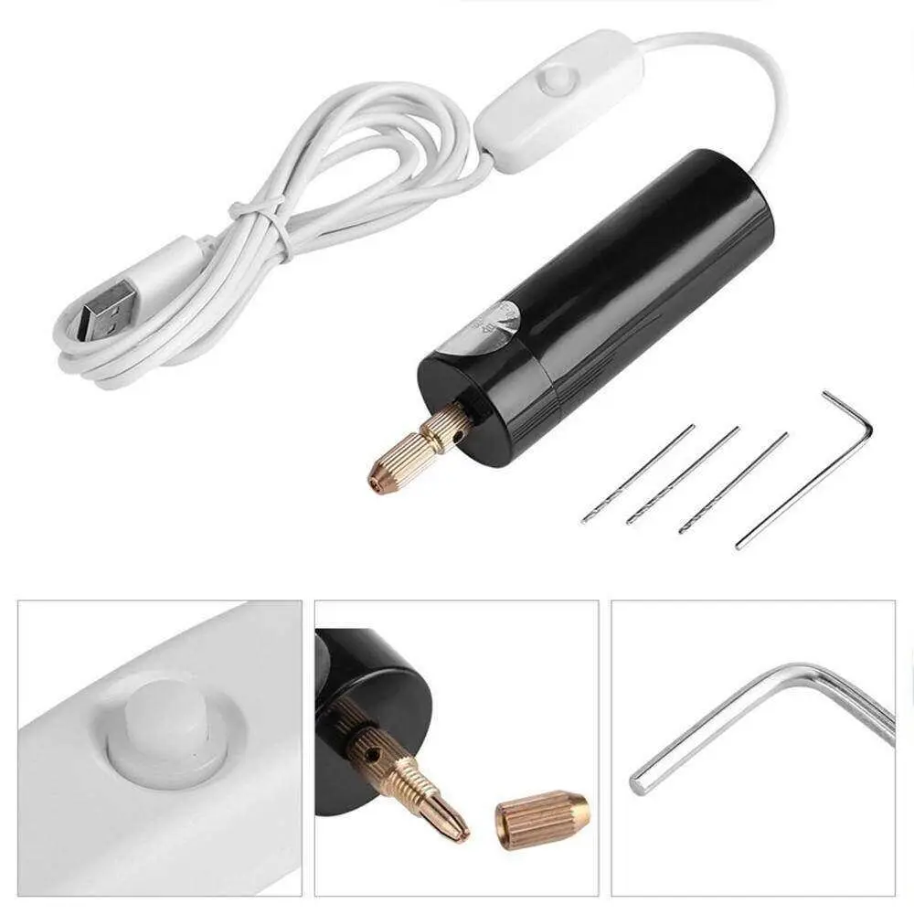 5Pcs/set USB Mini Electric Hand Drill DIY Handheld Electric Drill Tool Epoxy Resin Jewelry Making Engraving Pen Tool