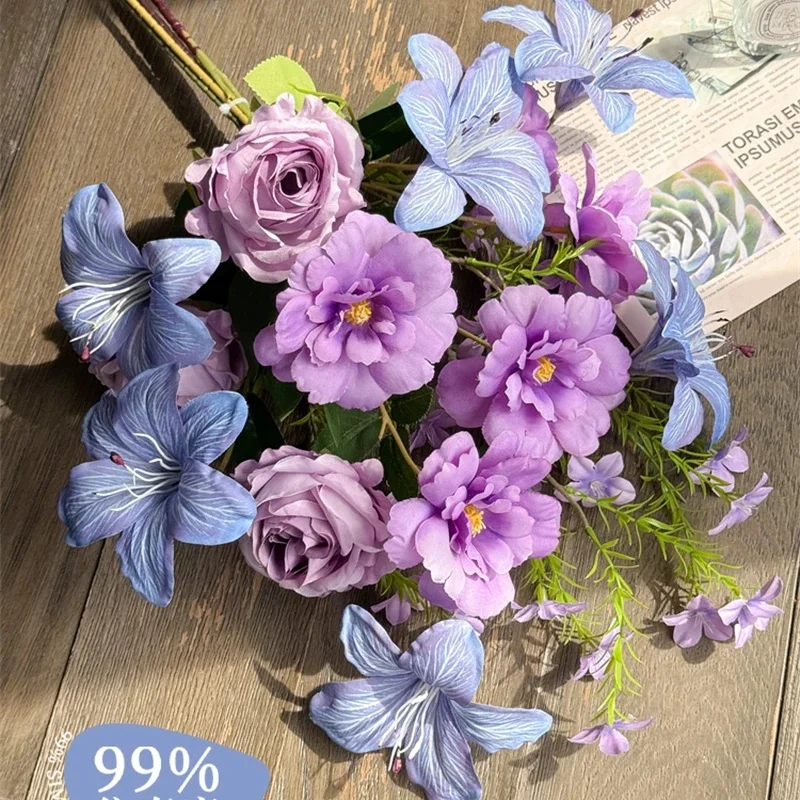 

Французские роскошные искусственные цветы, искусственные букеты с имитацией цветов, высококачественный реалистичный реквизит для фотосъемки, свадебный декор на день матери