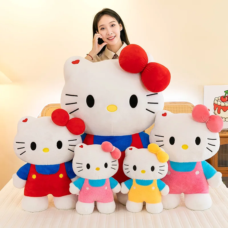 40CM Cartoon Sanrio Hello Kitty Plush Toy Kawaii Kt Cat Plushies Soft Stuffed Doll Big Size Pillow Cushion Rag Doll Kid Gift