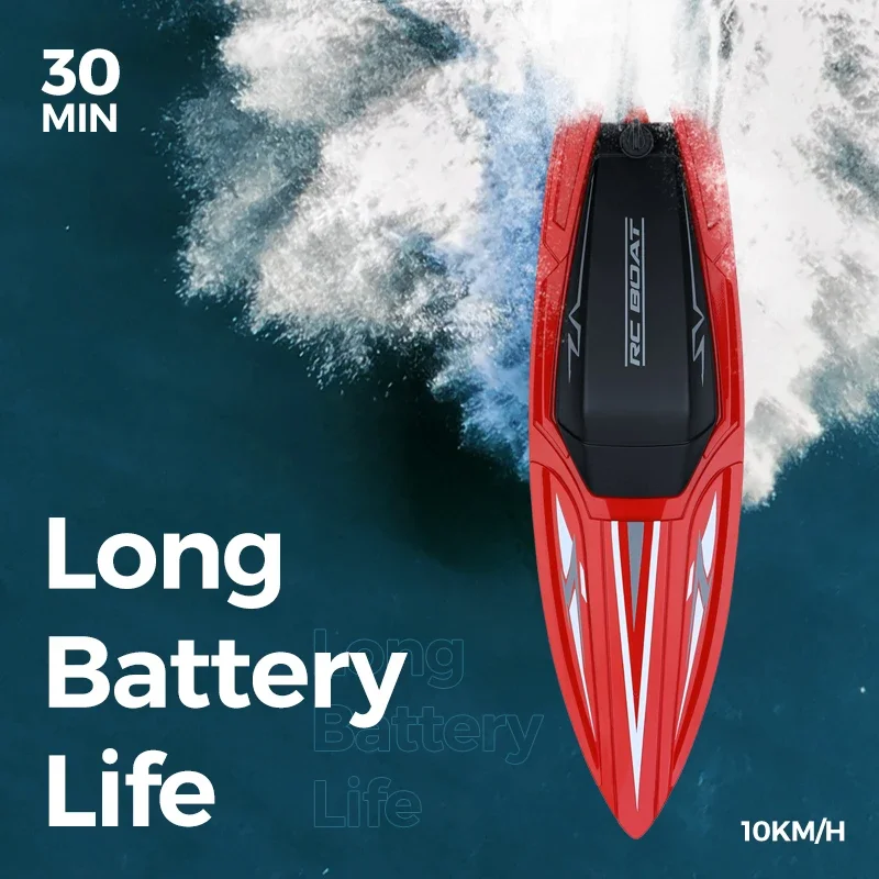 Rc Boat High Speed Remote Control Speedboat 2.4G Streamlined Hull Dual Motors Hobby Toy for Pool Lake Outdoor Water Game gift
