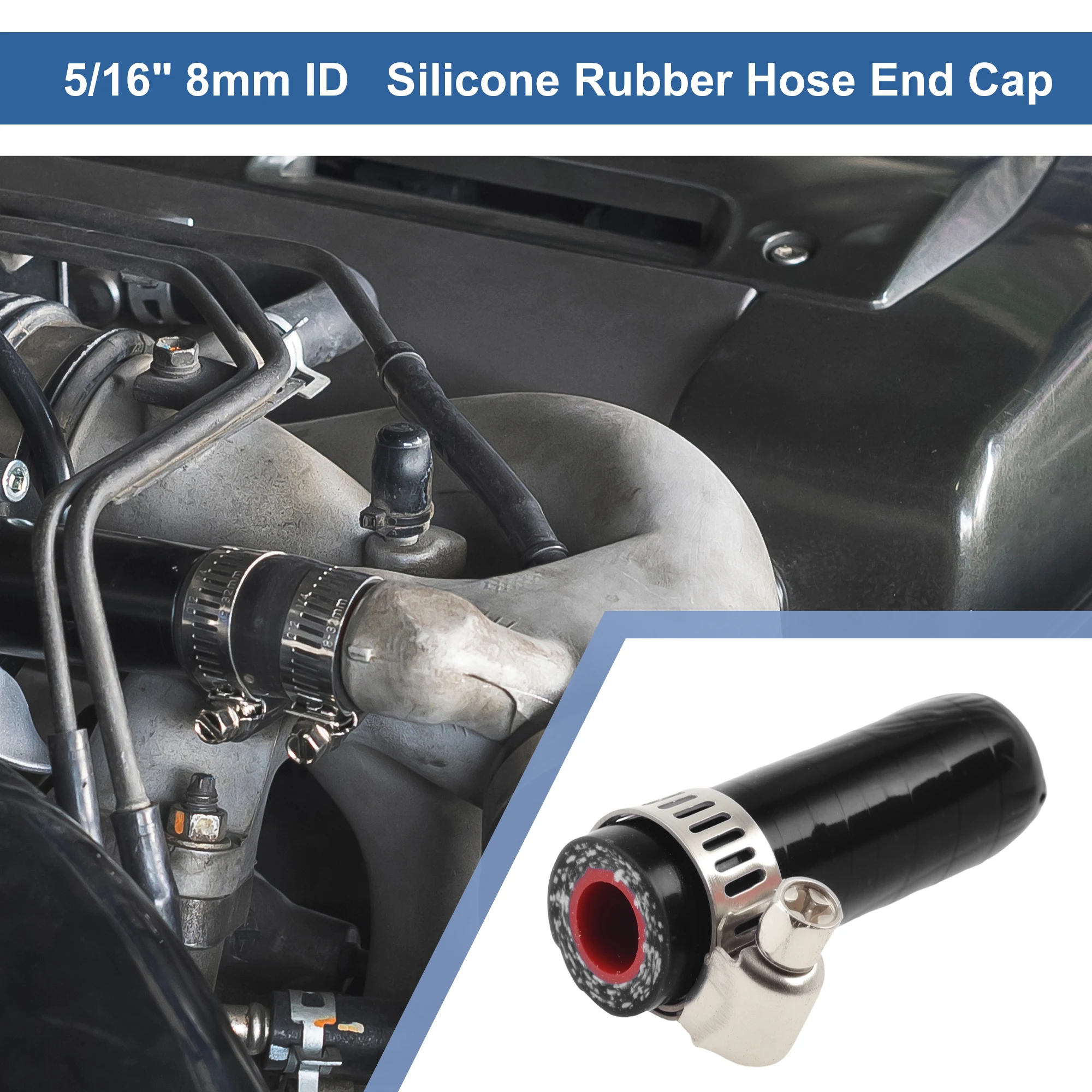 UXCELL Universal 8/10/14/16/19/25/28/32mm ID Reinforced Silicone Coolant Cap 40mm Length Silicone Coolant Cap Intake Vacuum Hose