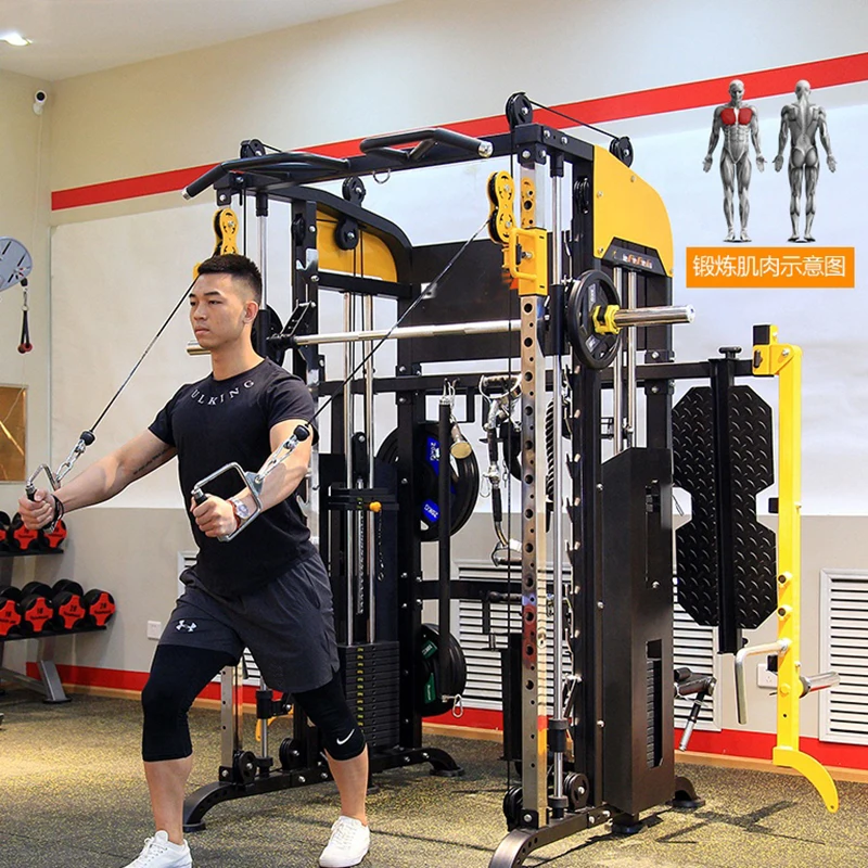 Home Fitness Gym Commercial Multifunctional Power Car 1 Smith Machine With 80kg*2=160kg Counterweights Door To Door