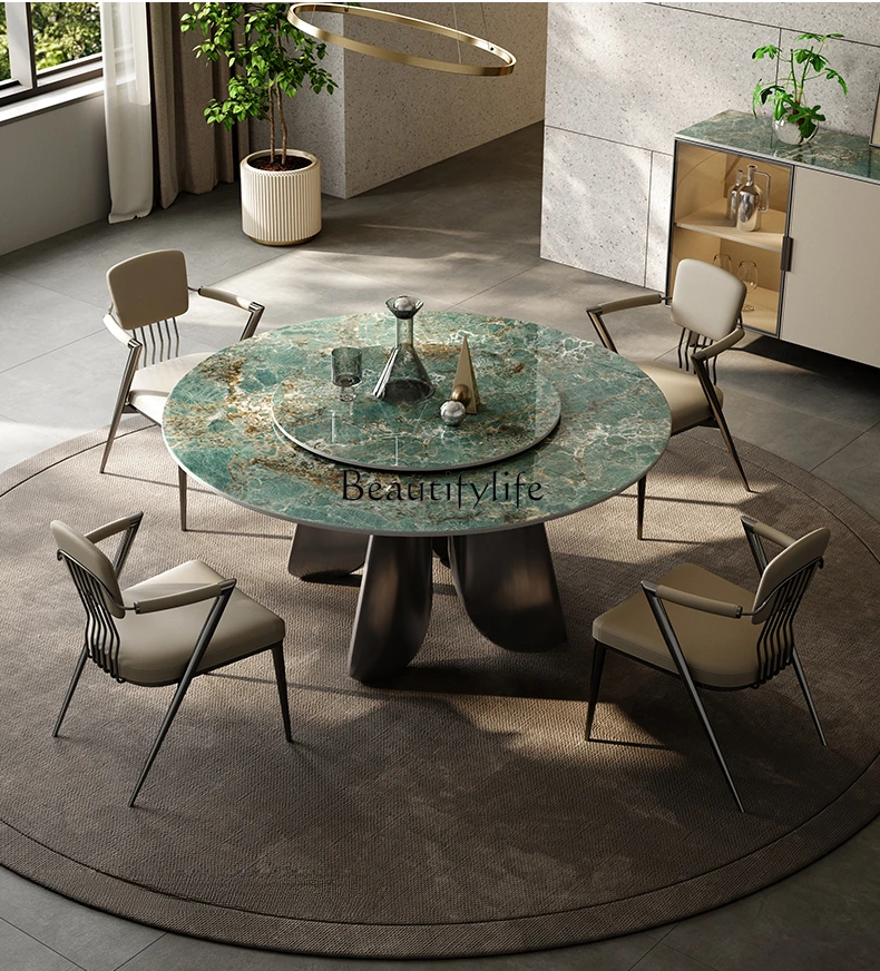 Light Luxury Stone Plate Dining Table High-End Imported Italian Minimalist round Dining Table Restaurant Home