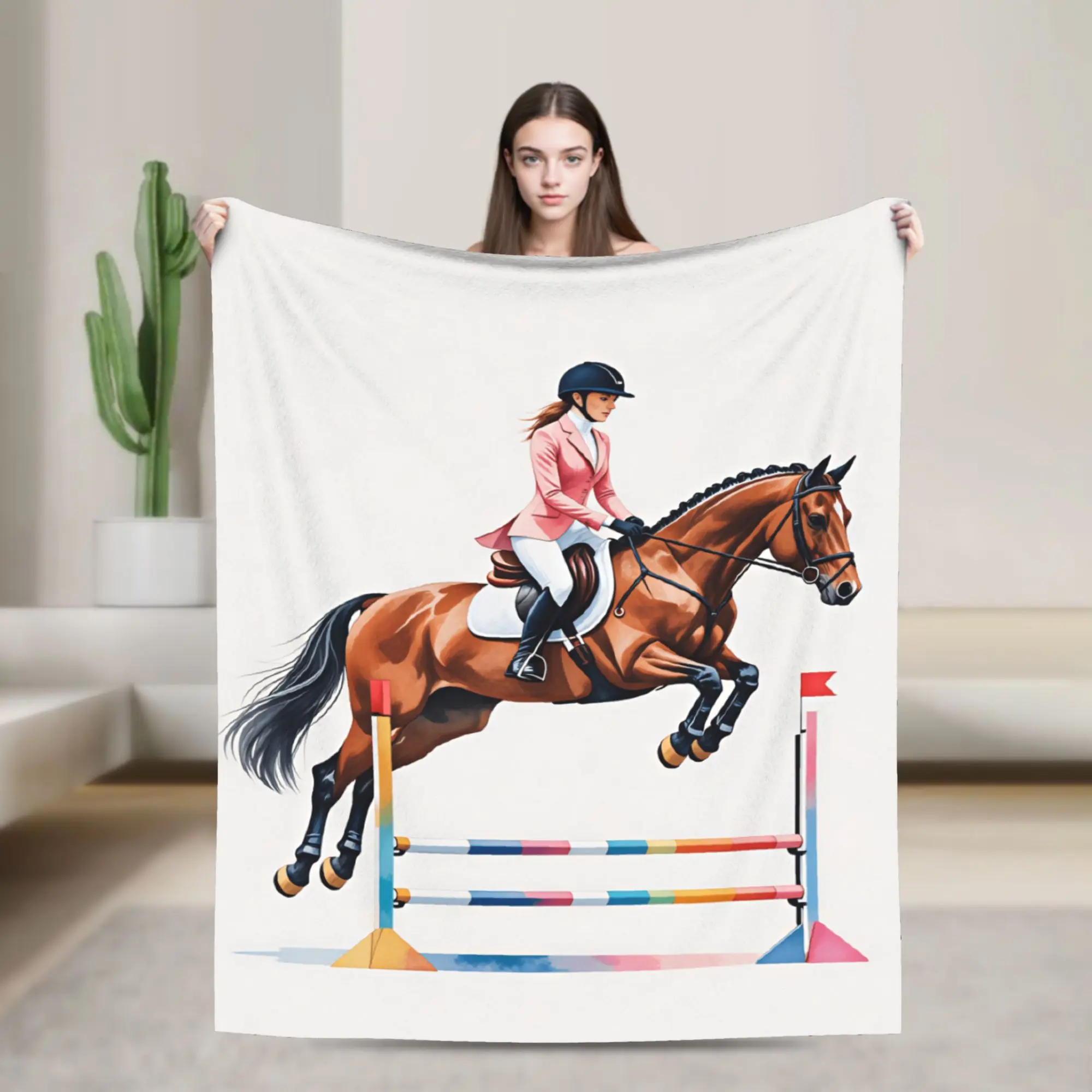 Equestrian Soft Comfy Blanket  Print Travel Office Throw Blanket Bedroom Flannel Bedspread Sofa Bed Cover