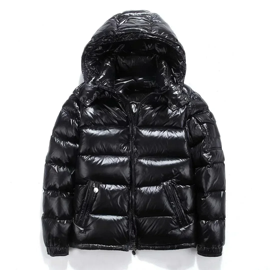 Parkas de manga larga gruesas y gruesas a prueba de viento para hombre, chaquetas cortas con capucha de invierno de alta calidad, tendencia de Color sólido