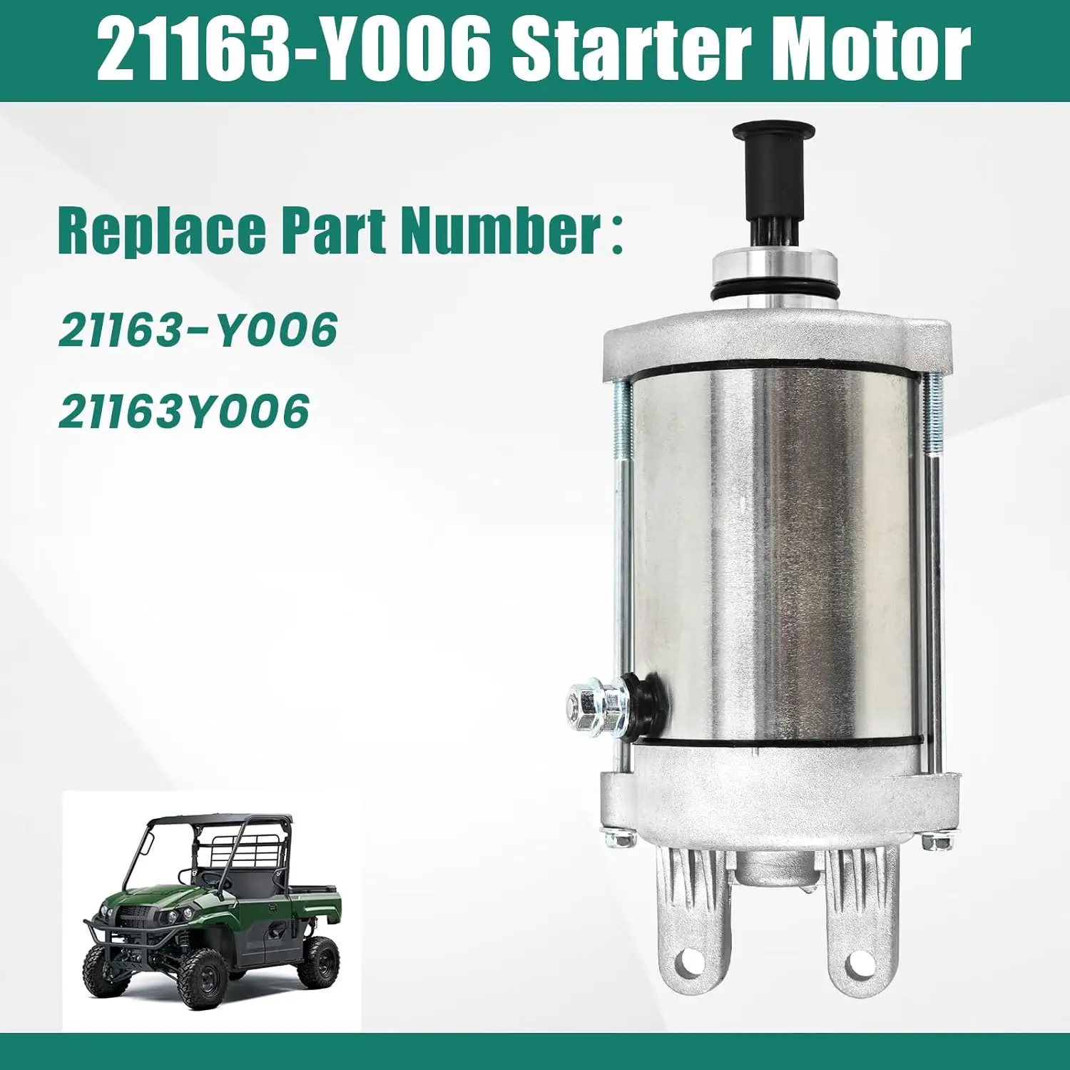 21163-Y006 Starter Motor Replacement for Kawasaki Mule Pro MX KAF700 2019 2020 2021 2023, 21163Y006