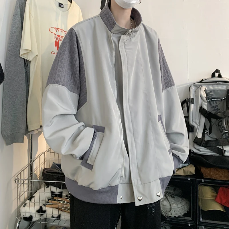 

Pilot Jaet Men's Autumn American Vibe High Street Padded oulder Stand Collar Trendy Splicing Outerwear