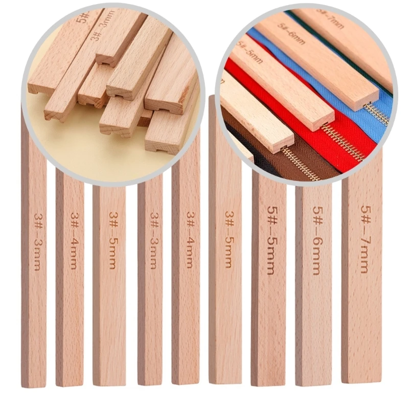 Wood Zippers Guides Tool Overflow Resistant Zippers Gluing Guide Ruler 11m 13mm 15mm 17mm 18mm 21mm for Sewing Quilting KXRE