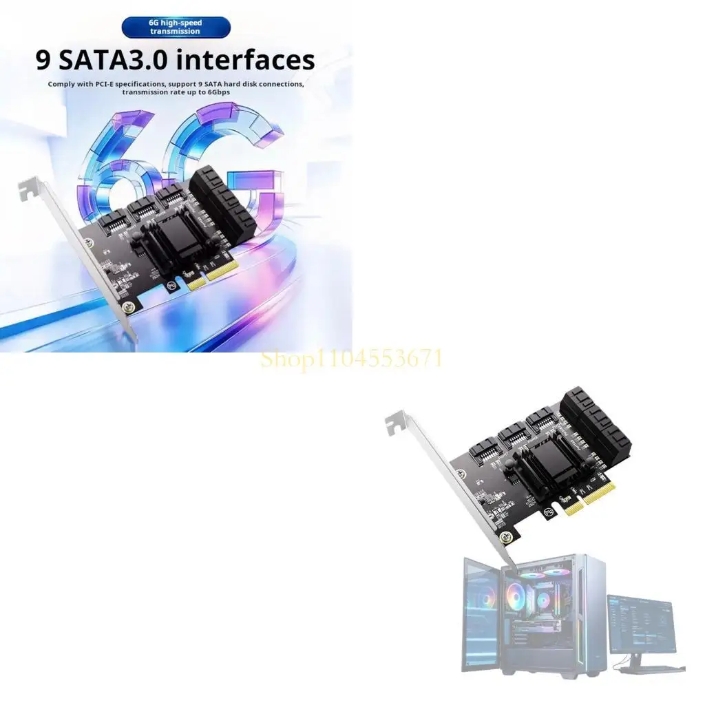 Best Seller Industrial PCIe to SATA3 Adapter 9 Ports 6Gbps Speed Low Power Consumption