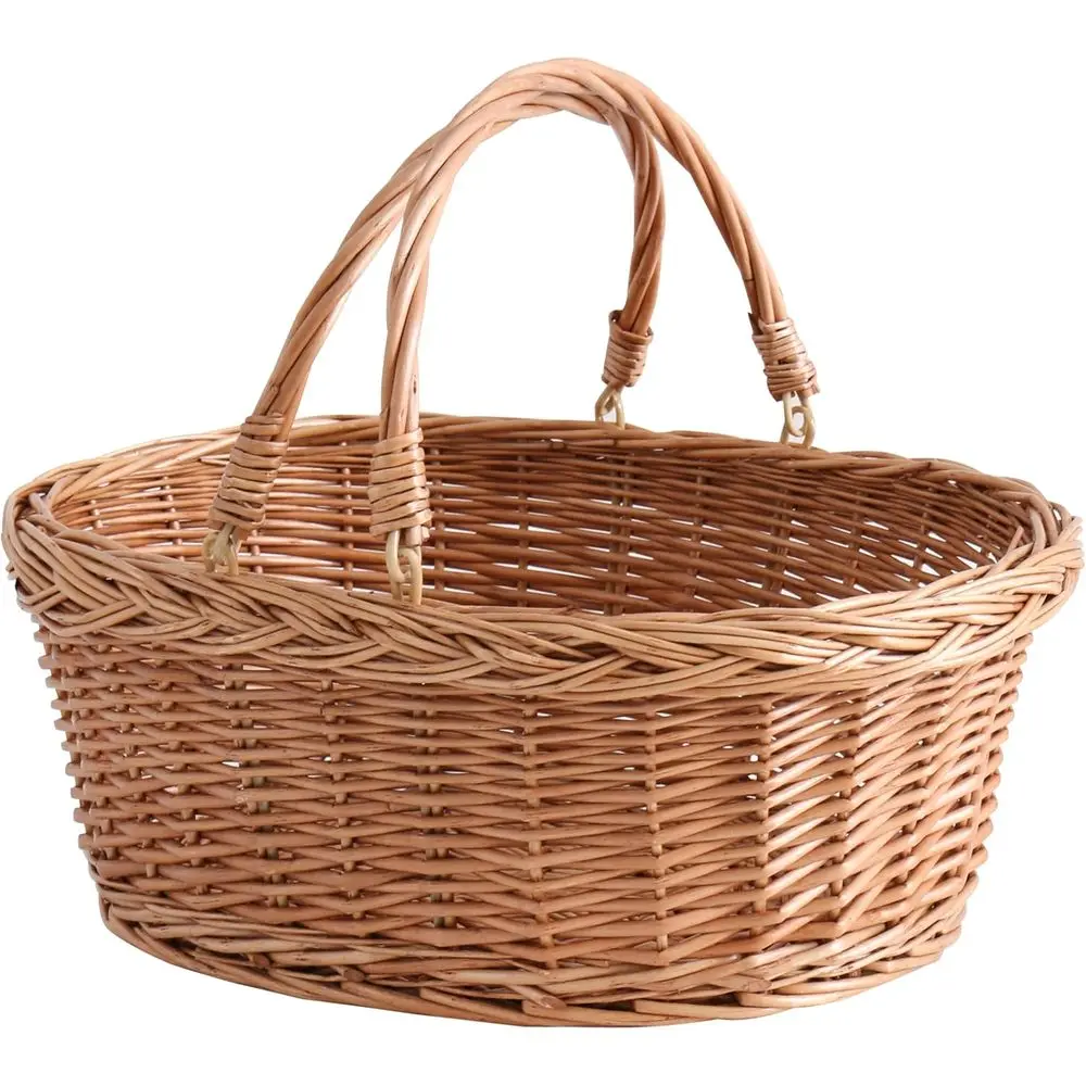 

Large Natural Wicker Picnic Basket with Handles