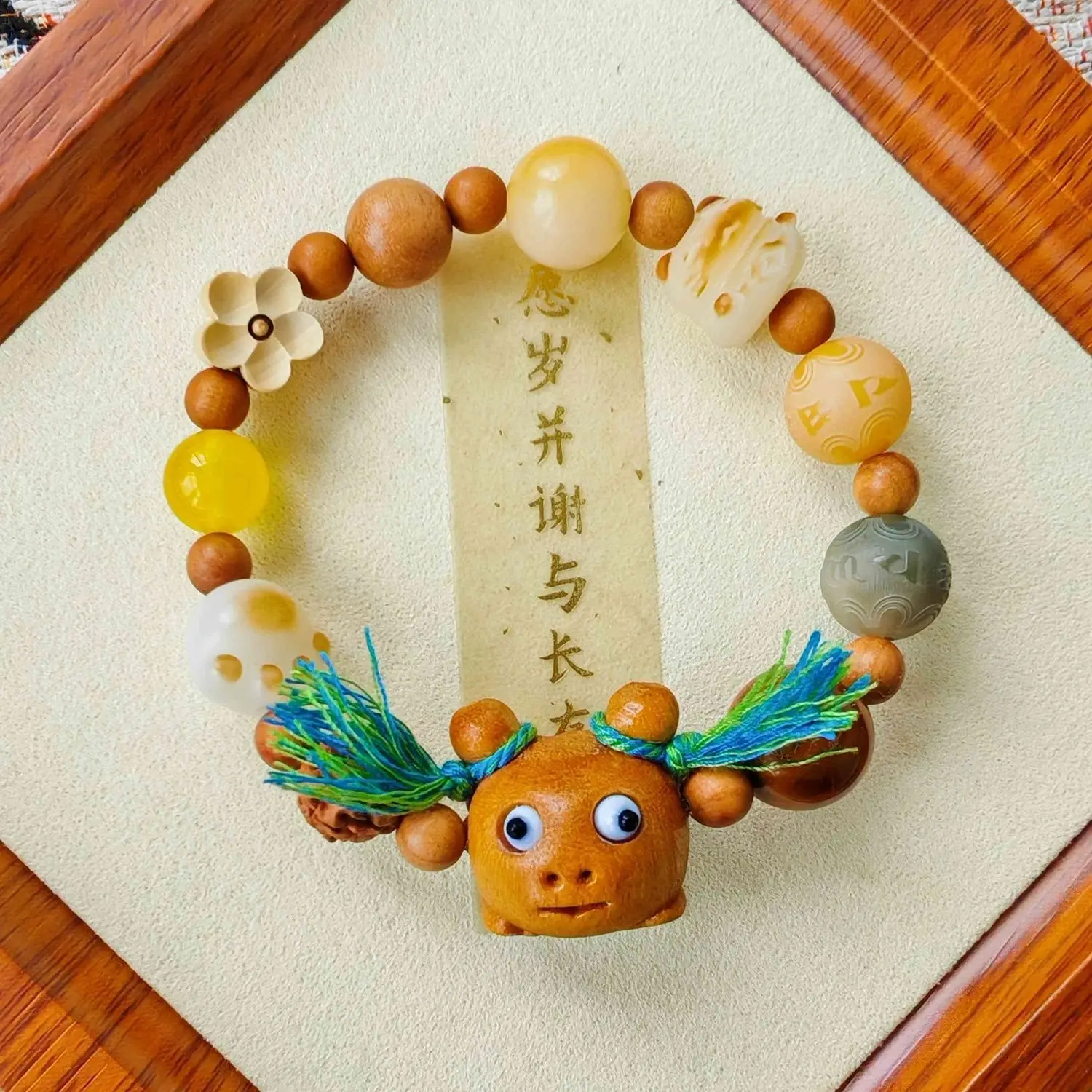 Beaded Bracelet For Women Casual Daily Wear Original Cute Bear Design Spiritual Jewelry Chinese Trend Awakened Lion Bodhi Root