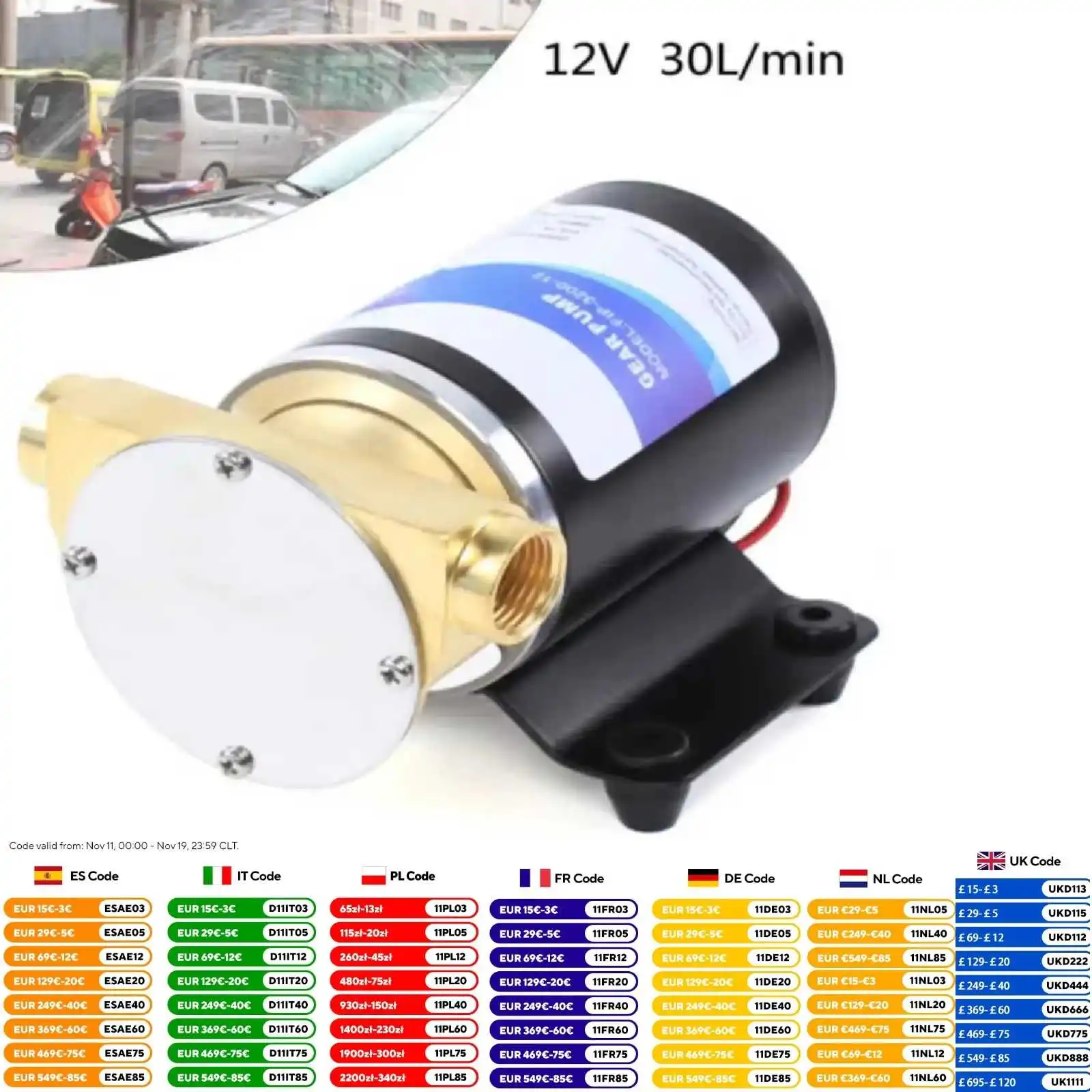 Pompe à eau auto-amorçante 30L/min DC 12V 120W IP68, pompe de puits à moteur en cuivre étanche 2850 tr/min, ascenseur de 3m pour l'irrigation agricole