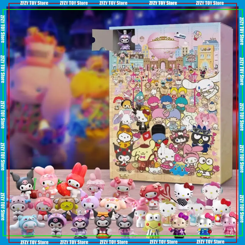 Anime sanrio kuromi 24 calendários de advento de natal surpresa figura de ação dos desenhos animados contagem regressiva anime periférico brinquedo das crianças presente