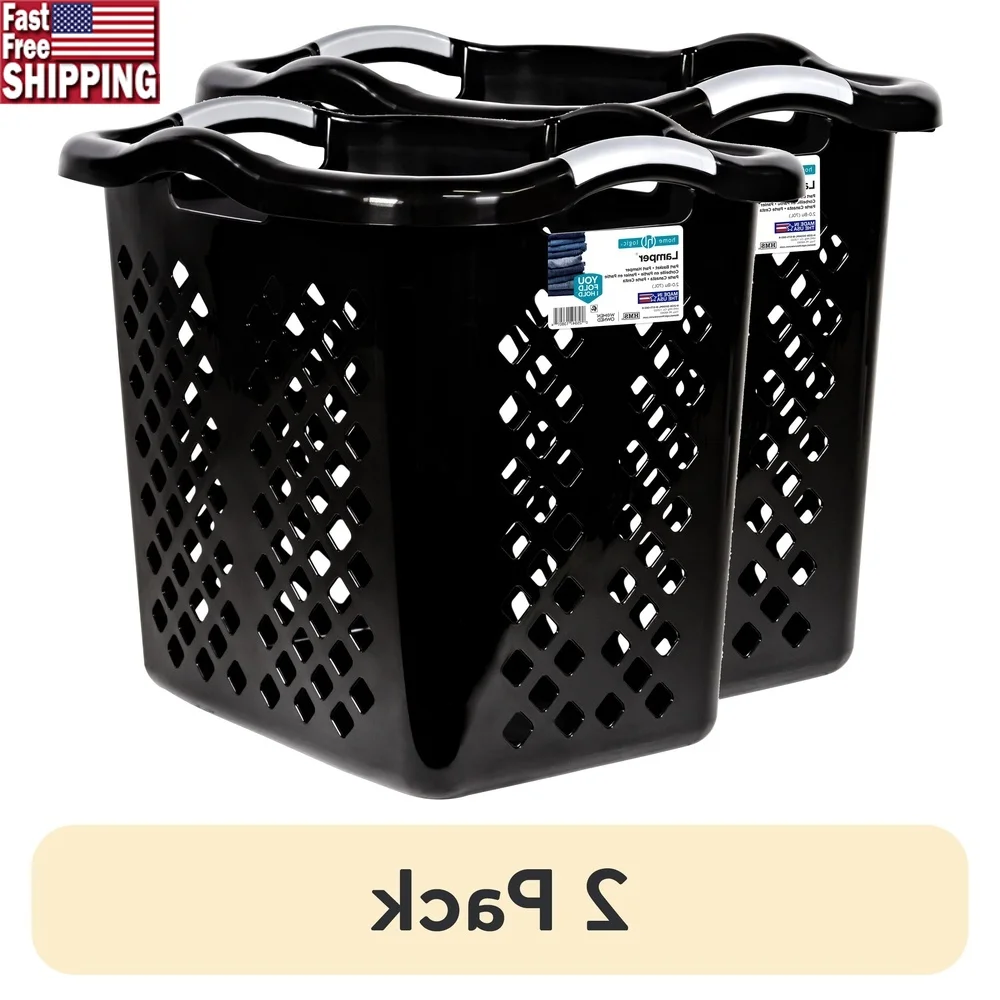 

2 Pack Laundry Basket Hamper Plastic Storage Bins with Handles Adults Tweens Large Capacity Organizer Household Use