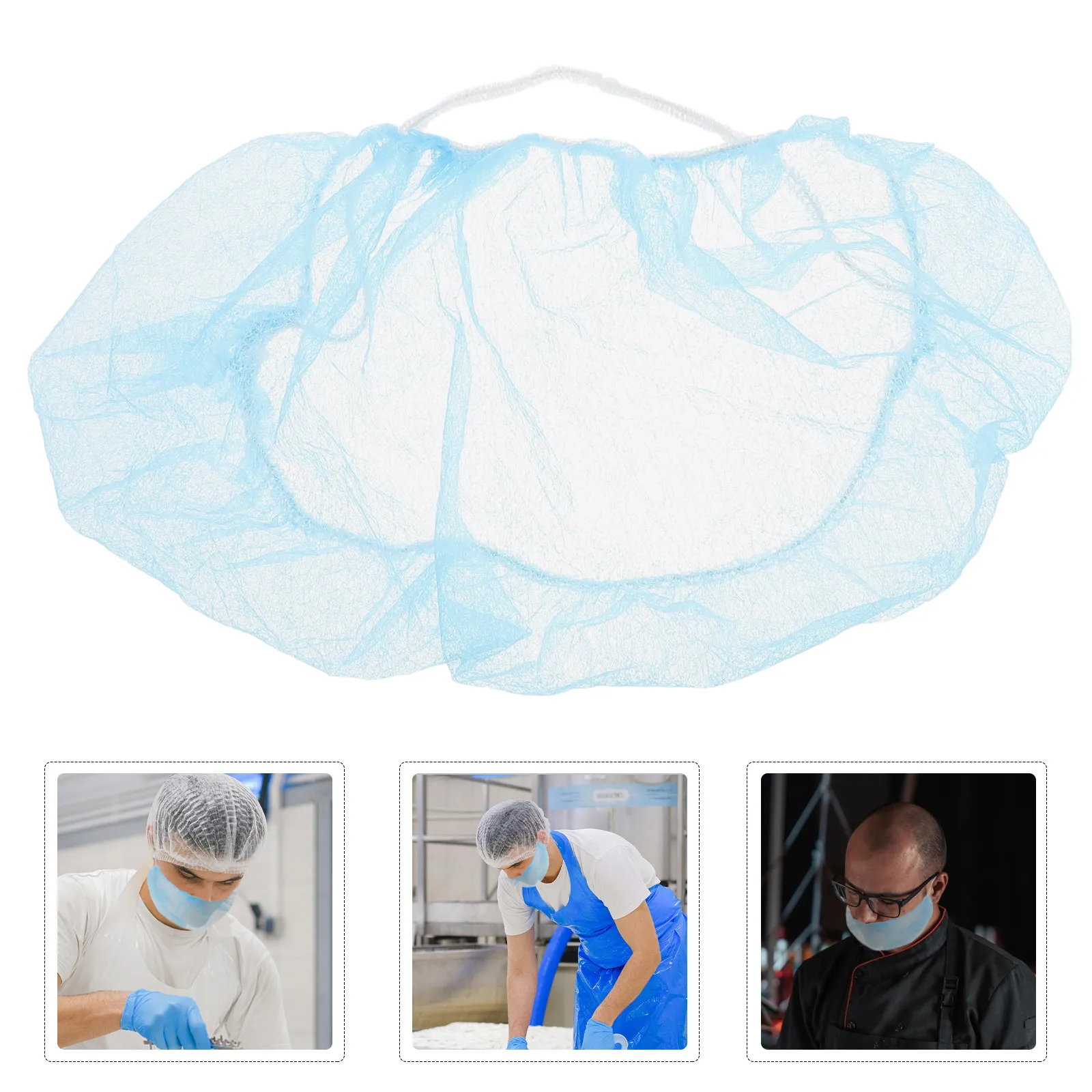 100Pcs Beard Cover for Men Elastic Nonwoven Disposable Beard Nets Food Service Kitchen Bakery Restaurant Lab Earloop Full