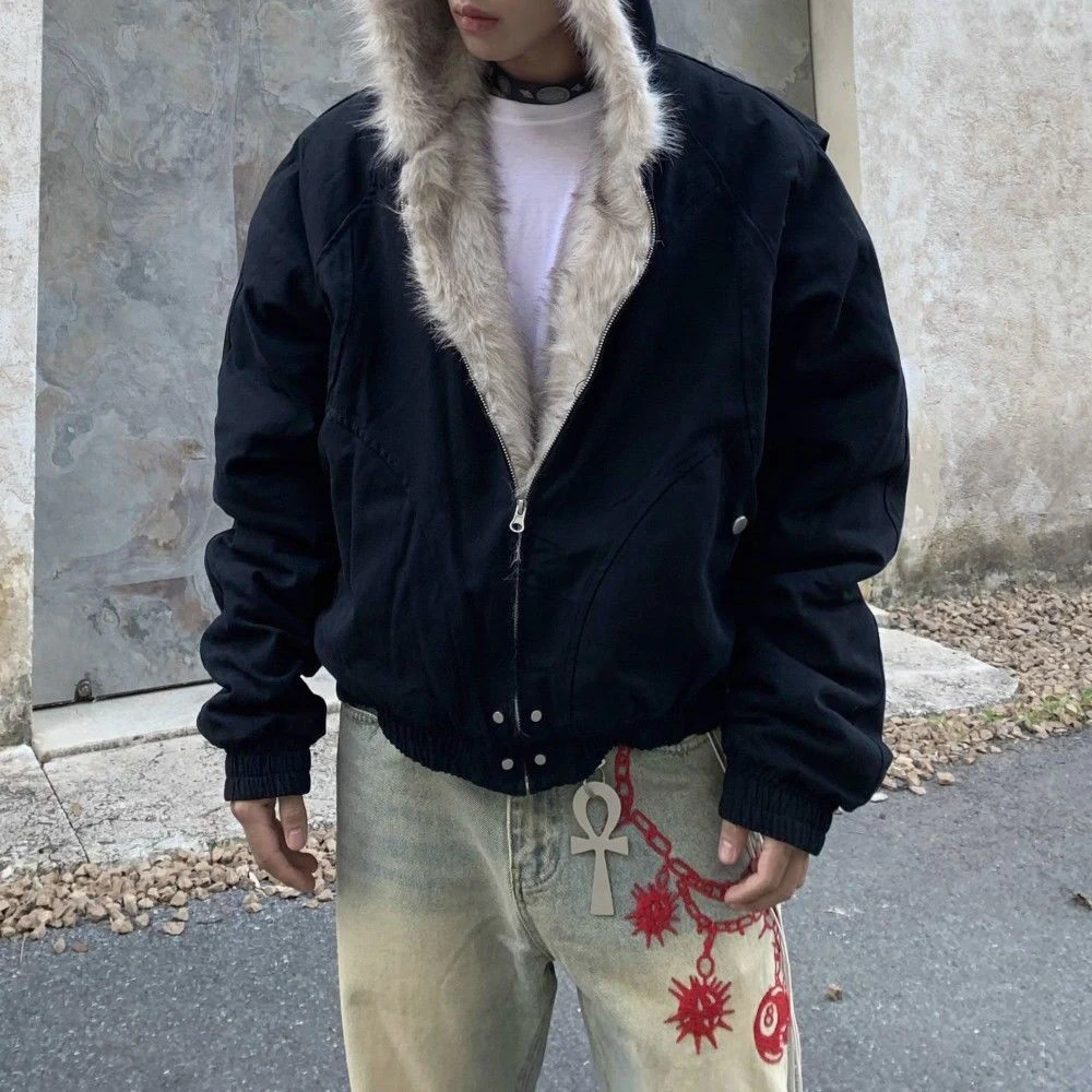 Winter Warm Thick Plush Jacket For Men And Women 2025 New American Street Fashion Trend Shopping Heavy Casual Loose Y2k Jacket - Image 5