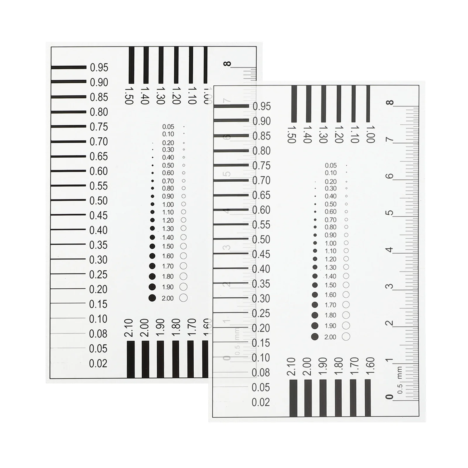 2 قطعة مسطرة شفافة عالية الدقة كشف معزز مثالية لأداة قياس متعددة الوظائف لبقع الشقوق