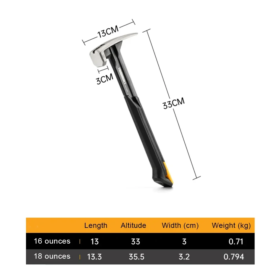 Imagem -02 - Toughbuilt-smooth Face Steel Head Rubber Rip Framing Hammer Tb-h11r-s16 S18 16 oz 18 oz