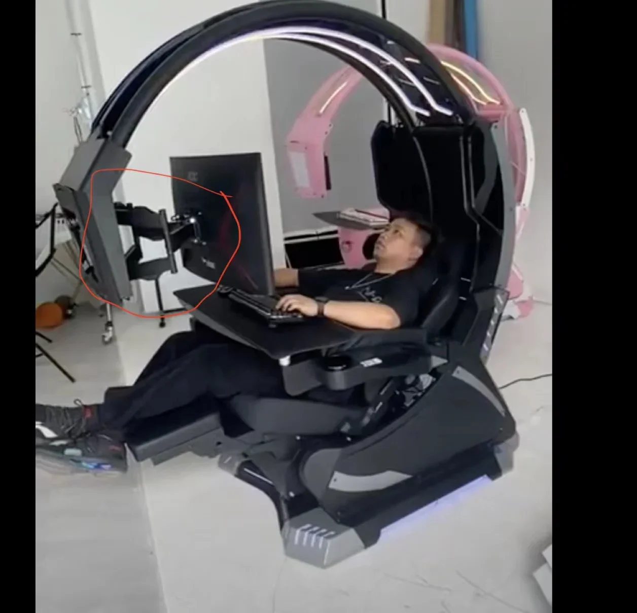 Super Dream Pod zero gravity reclinable, silla de carreras para juegos de PC, cabina de juegos con altavoces, soporte LED RGB, 1-2 pantallas