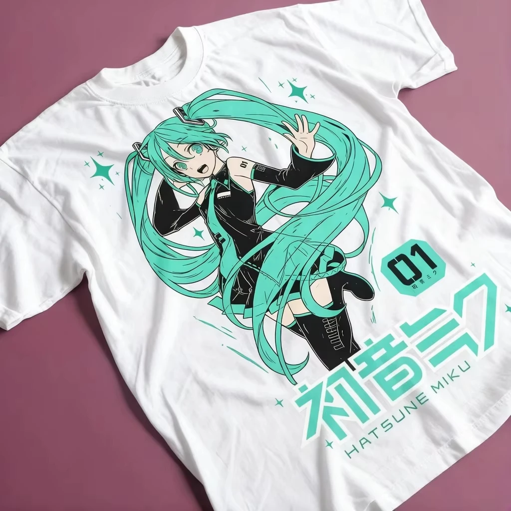 Hatsune Miku The Sound of The Future Anime Graphic T-shirt 2026 Summer Casual Suitable for Both Men and Women