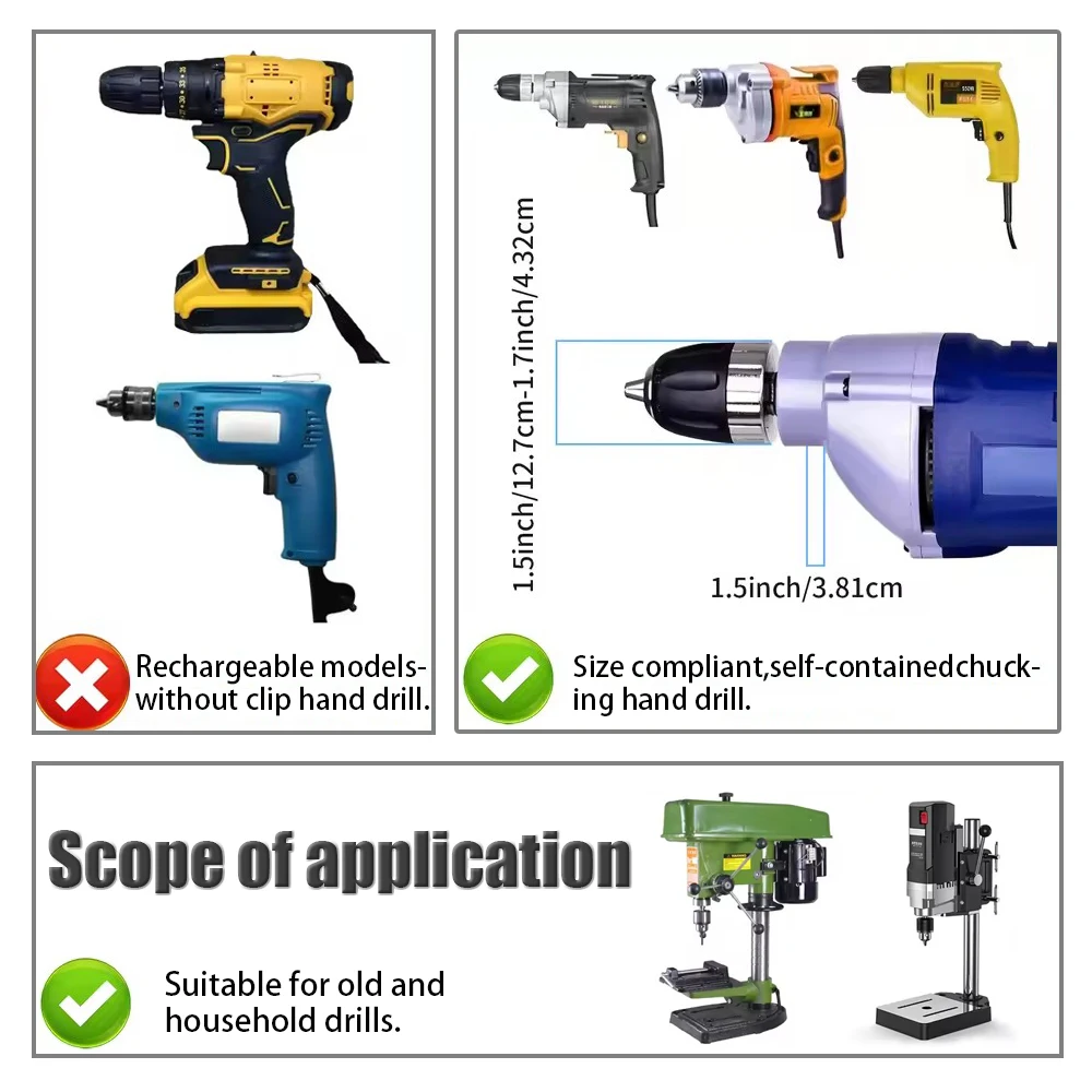 Square Hole Drill Bit Adapter for Woodworking