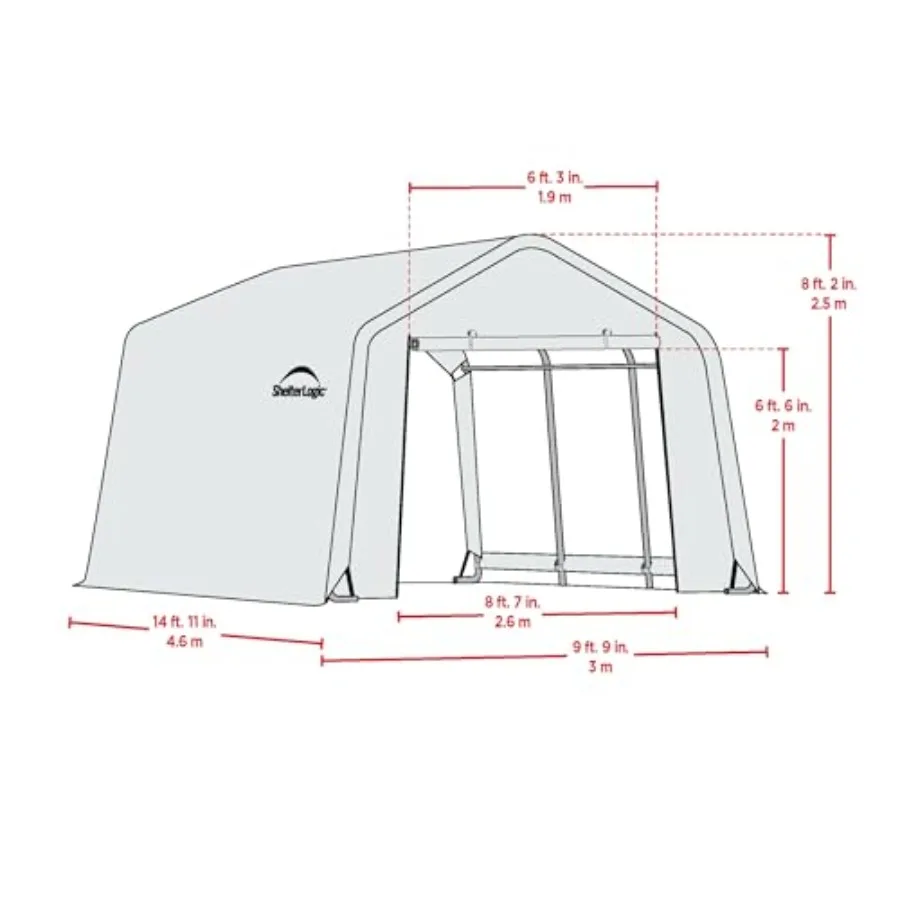 Cochera de garaje instantánea con estructura de acero y cubierta impermeable con tratamiento UV para protección de vehículos al aire libre, ideal para vehículos residenciales