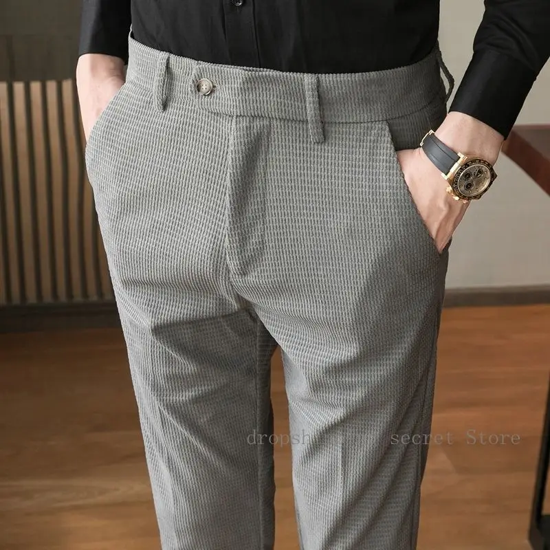 

Autumn and Winter Corduroy Casual Pants Men's Season Korean Trendy Business Slim Fit Trousers Formal Straight Leg Long Pants