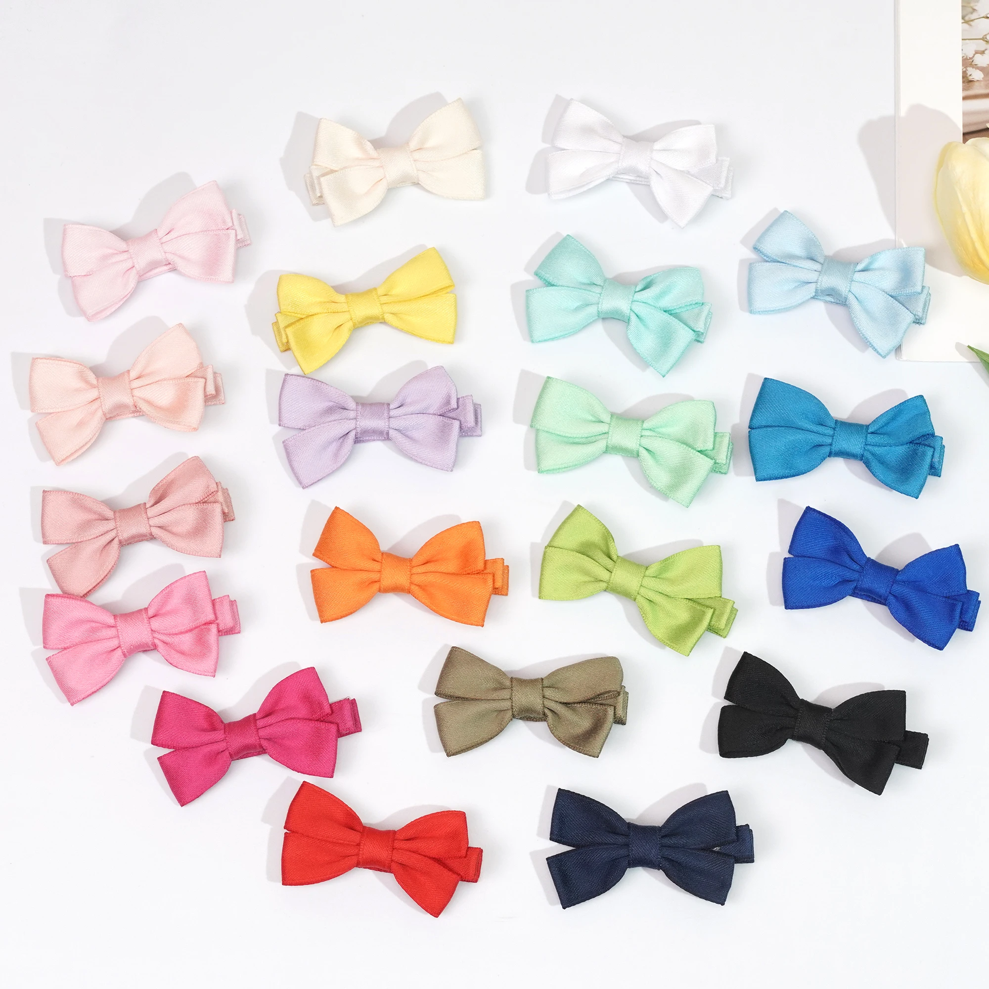 Barrettes à cheveux coordonnantes pour bébés filles, 12/20 pièces, 2 pouces, nœuds, clips, entièrement doublées, pour cheveux fins, nourrissons,