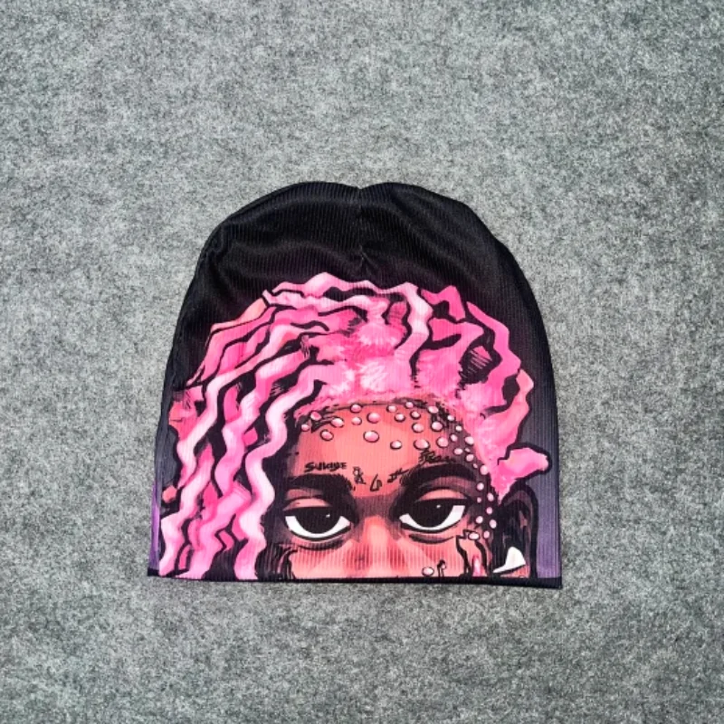 Y2K Style Summer Unisex Cool Knit Beanie, Retro Gothic Emo Design With Punk Graphic Print Fashion Hat