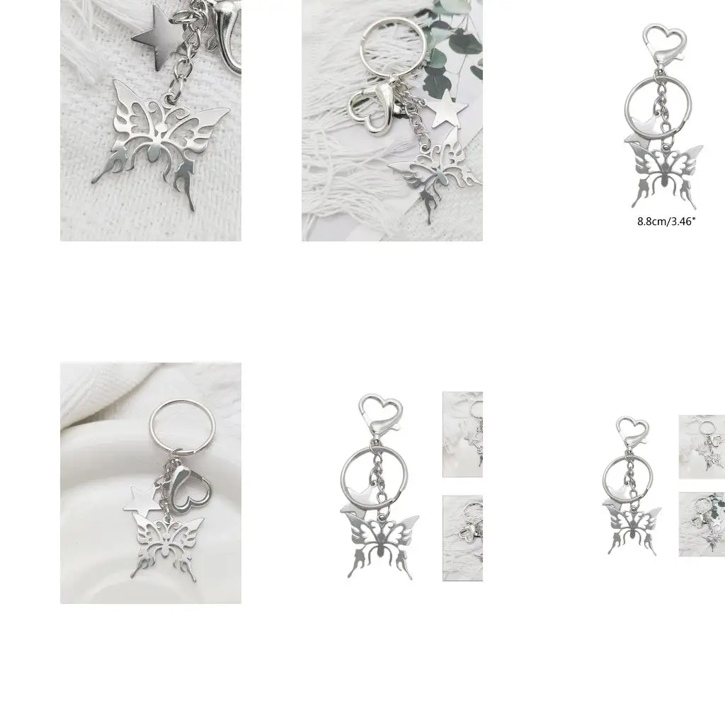  Butterflies Star Keychain Y2k Niche Retro Bag Pendant Heart Buckle Accessories