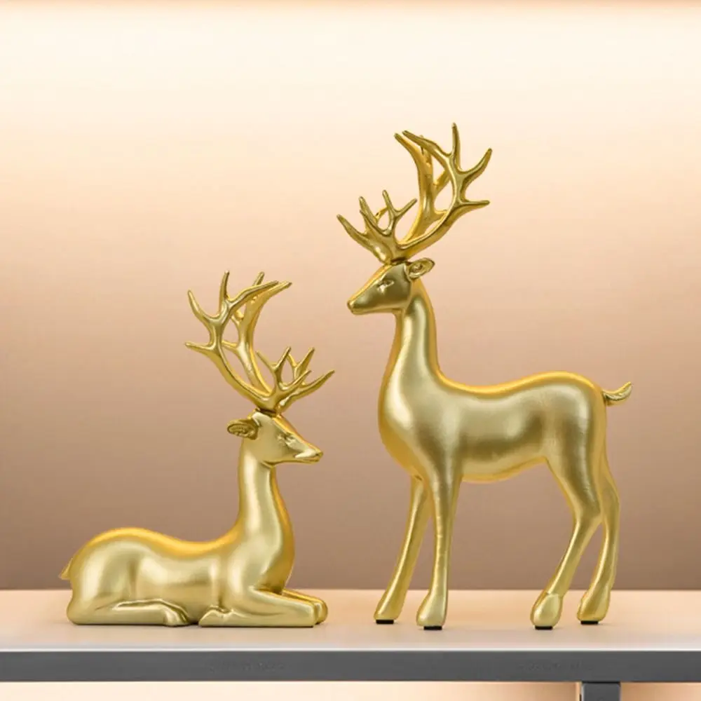 Creative Deer Desktop Ornament Modern Sitting/Standing Position Reindeer Sculpture Durable Exquisite Christmas Deer Statue