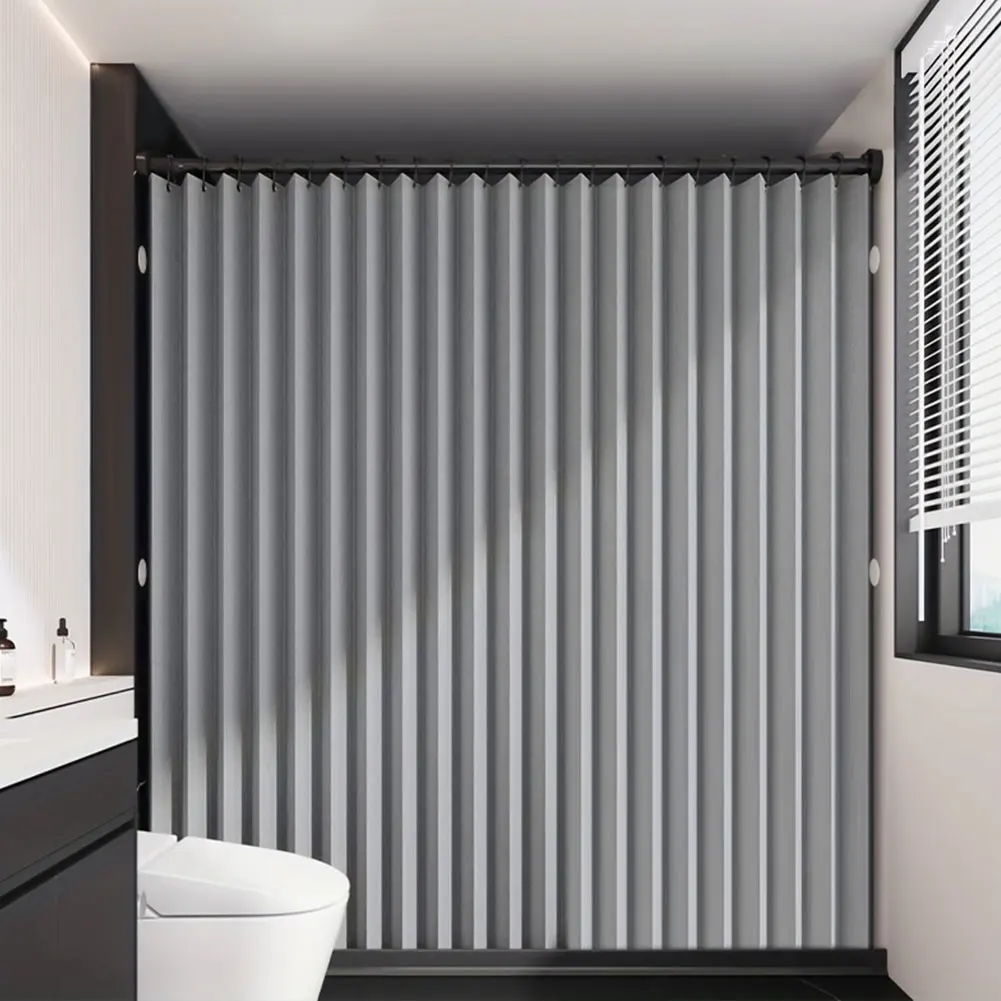 

Foldable Magnetic Bath Curtain Waterproof Bathtub Curtain with 14 Hooks Privacy Bathroom Divider Modern for Bathroom