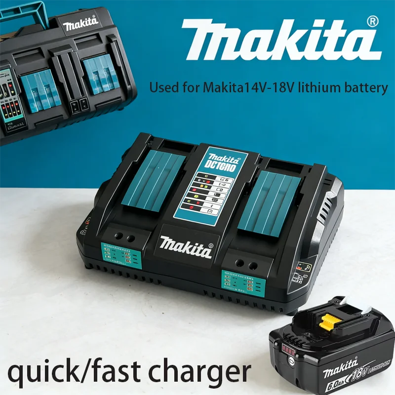 

2026 Makita Charger DC18RD DC18SF Compatible with 14.4V-20V Battery BL1830 BL1840 BL1850 BL1860 BL1430 Fast Charging+US/EU Plug