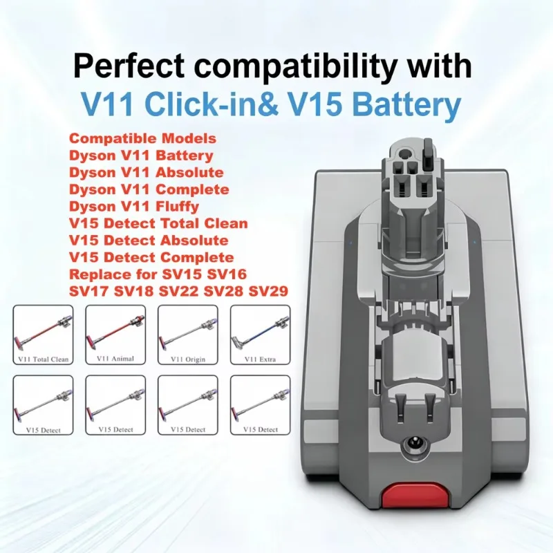 V11 Battery 6000-8000mAh 25.2V Battery For Dyson V11 SV15 SV16 SV17 SV18 SV22, V11 Animal Fluffy Vacuum Cleaner Li-ion Battery