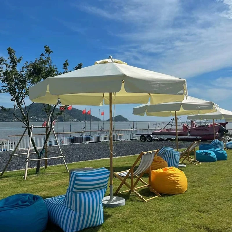 Outdoor parasols  tables and chairs with umbrellas Garden Beach Solid wood mid-column  Sun umbrellas