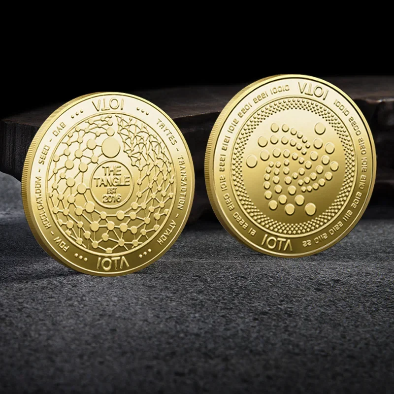 Golden Plated Cryptocurrency Coin IOTA Gift Collection Art Physical Commemorative Coins Home Decor