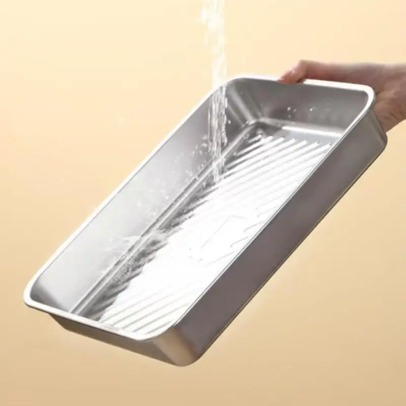 Stainless Steel Food Containers Tray Kitchen Storage Box Refrigerator Organizer For Dumpling Fruits Vegetables Meat Cake