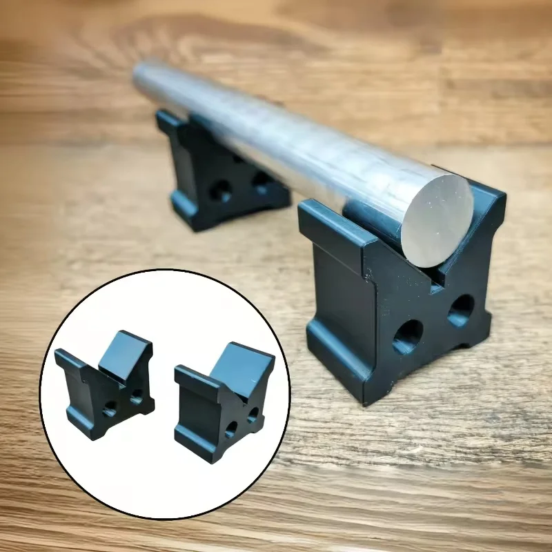 2Pcs Black V‑Block Support Blocks, 90° Round Bar V‑Clamp Fixing Bracket, Cylinder Positioning Holder for Lathe Machining