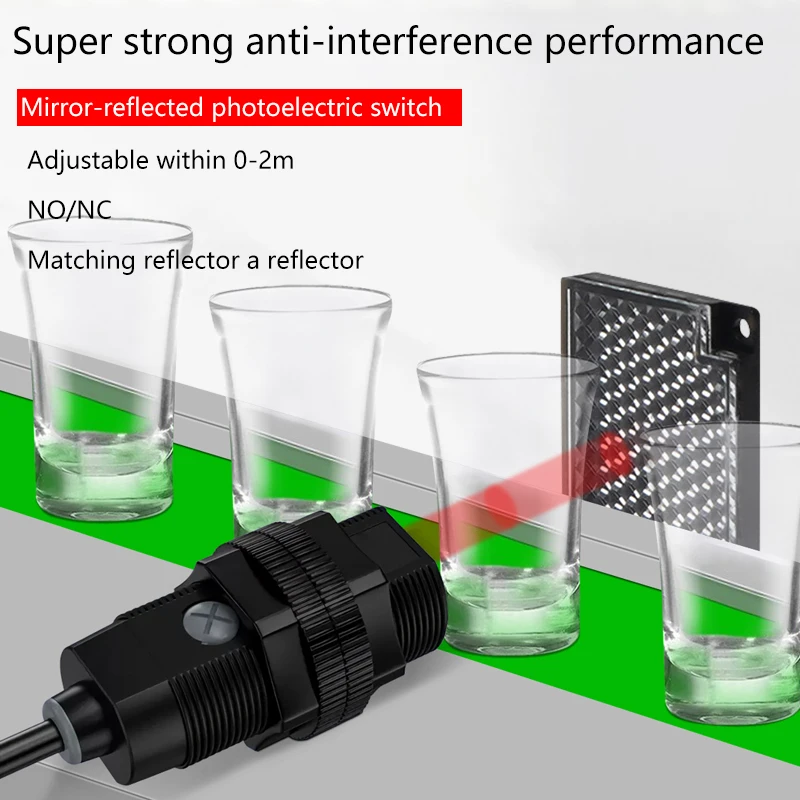 Cylindrical M18 background suppression photoelectric switch - diffuse reflection unaffected by object color - BGS