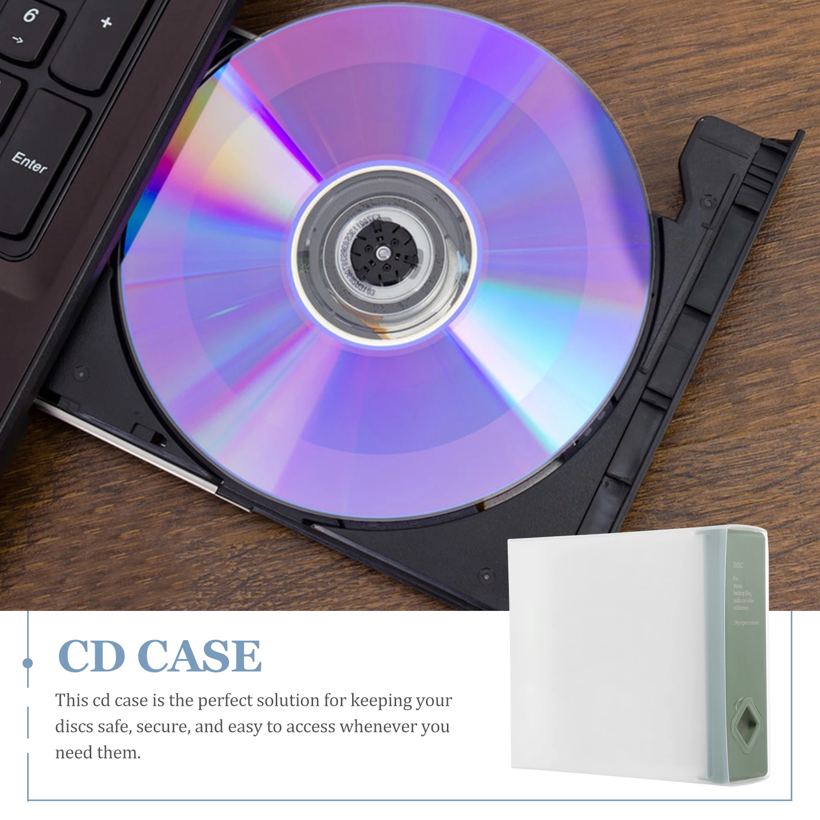 

CD Storage Box 24 Discs Holder Organizer Case Shallow Bean Green Lightweight Compact Portable PP Non Woven Fabric Safe Travel