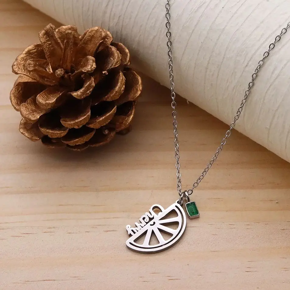 

Ожерелье Todorova с подвеской в ​​виде лимона из нержавеющей стали с индивидуальным именем для женщин, новая цепочка на ключицу, модные украшения, гламурный подарок