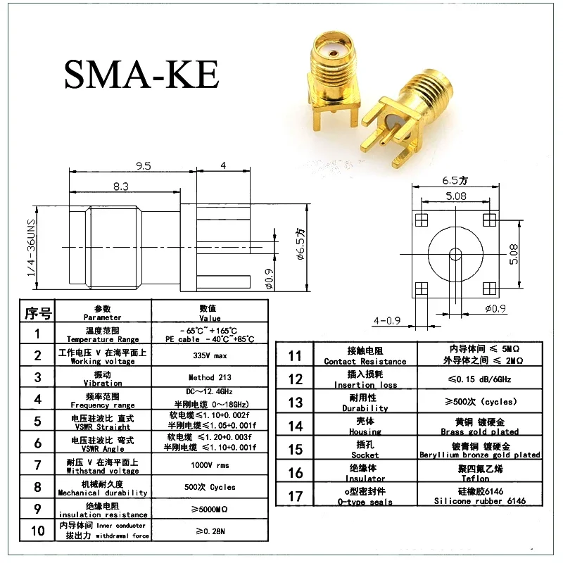 5Pcs SMA Female Jack Adapter Solder Edge PCB Straight Mount RF Copper Connector Plug Socket